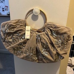 Anthropologie NWT velvet sequin purse